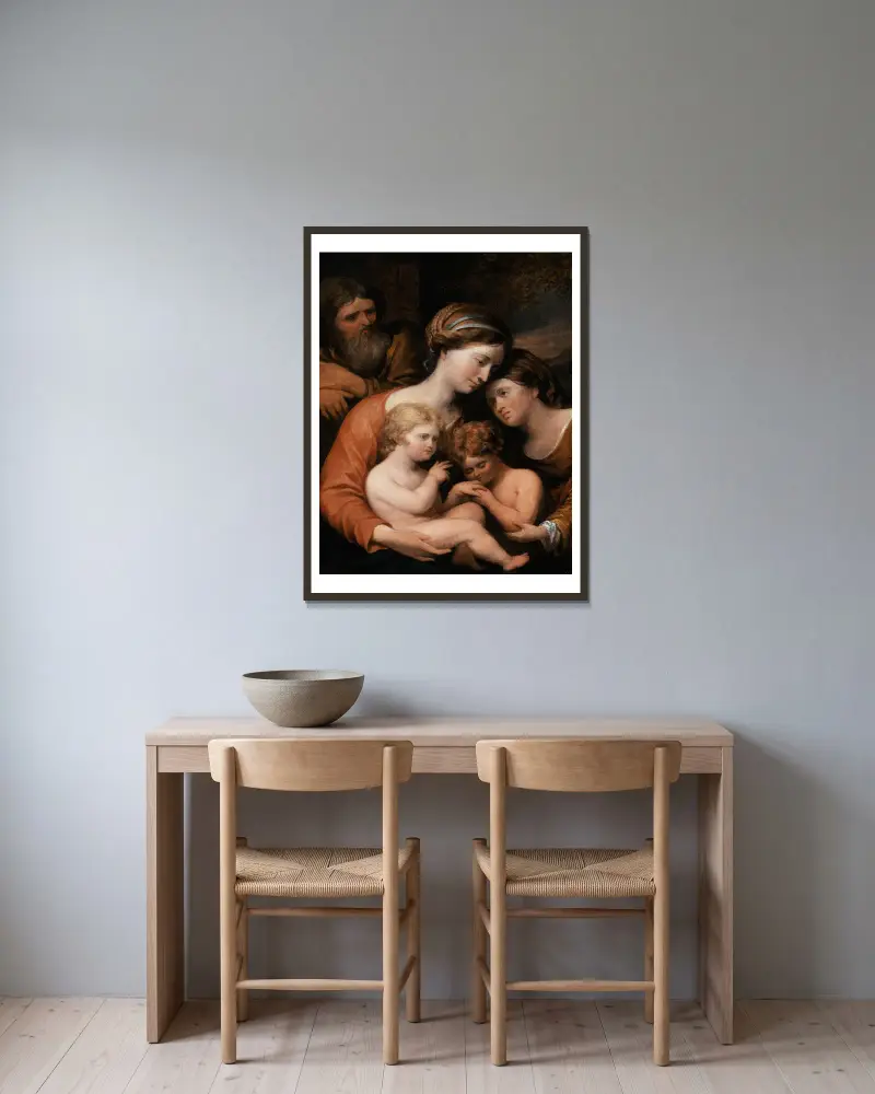 Die Heilige Familie von John Trumbull gerahmt an einer Wand