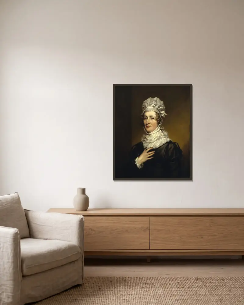 Porträtt av Mrs. John Trumbull av John Trumbull inramad på en vägg