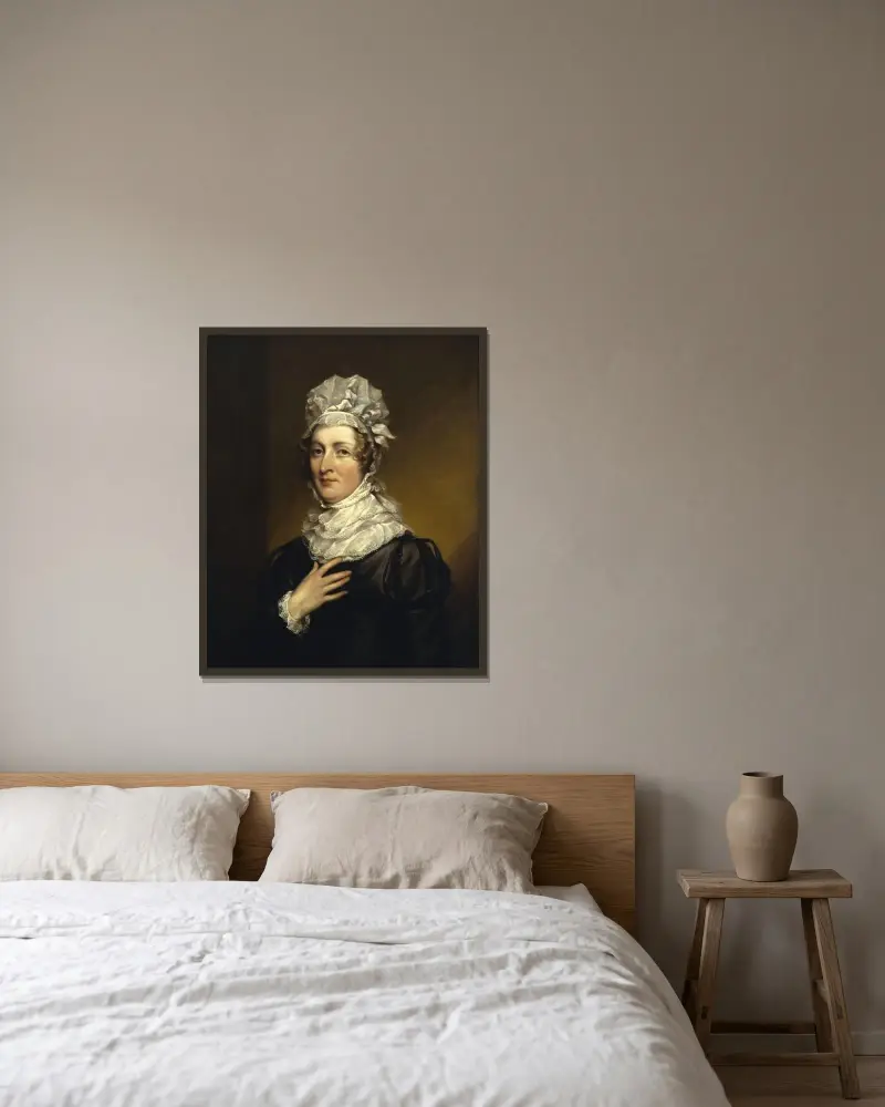 Porträtt av Mrs. John Trumbull av John Trumbull inramad på en vägg