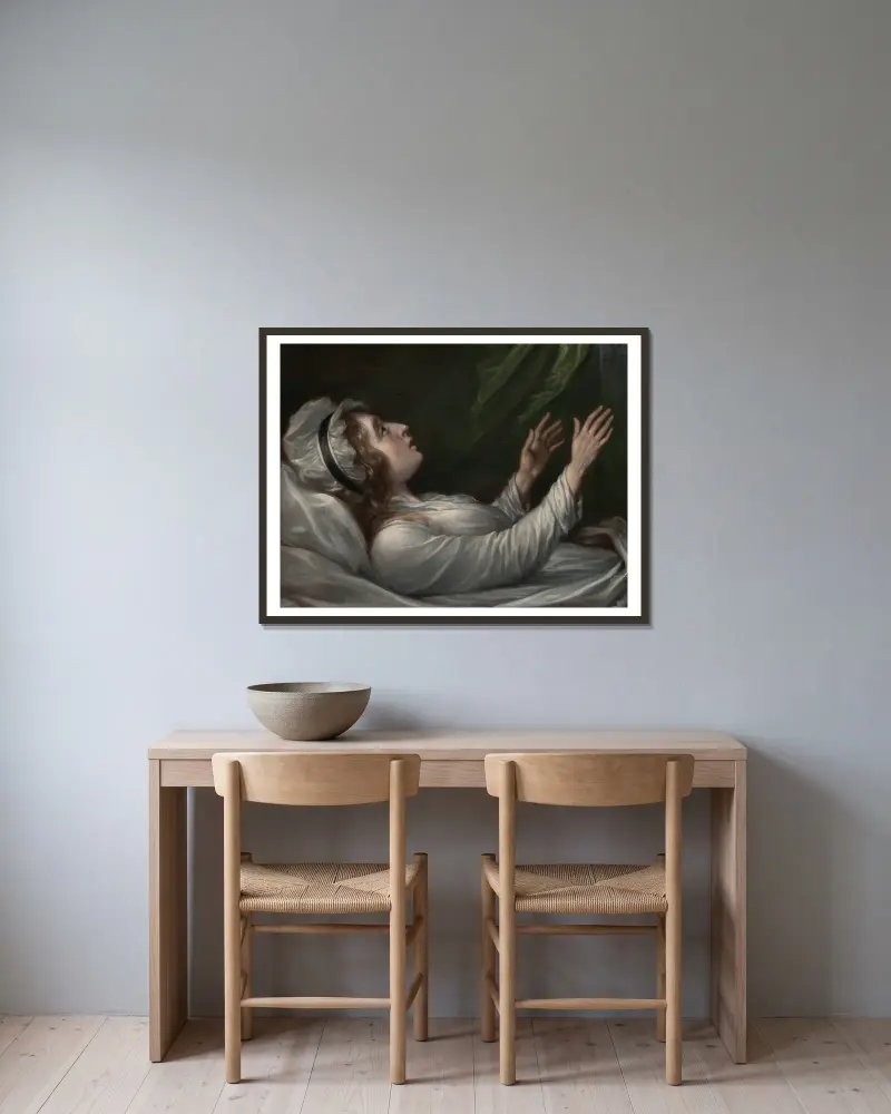 Sarah Trumbull (Sarah Hope Harvey) on Her Deathbed av John Trumbull inramad på en vägg