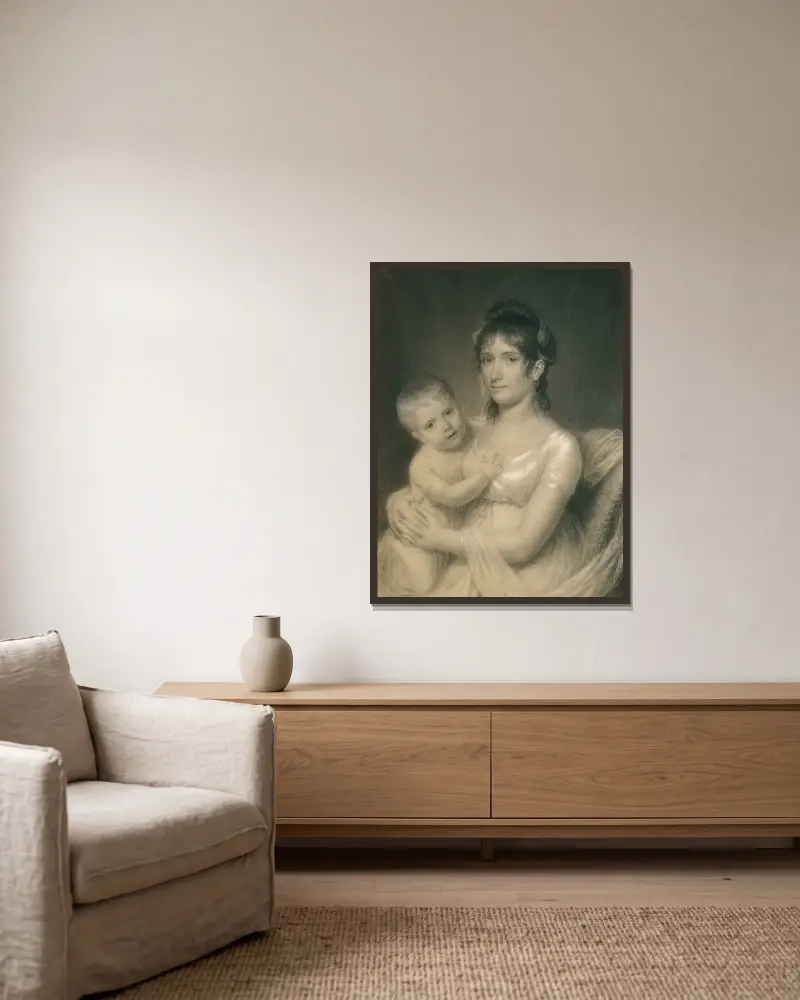 Mrs. Daniel Strobel, Jr. (Anna Church Strobel) and Her Son, George av John Vanderlyn inramad på en vägg