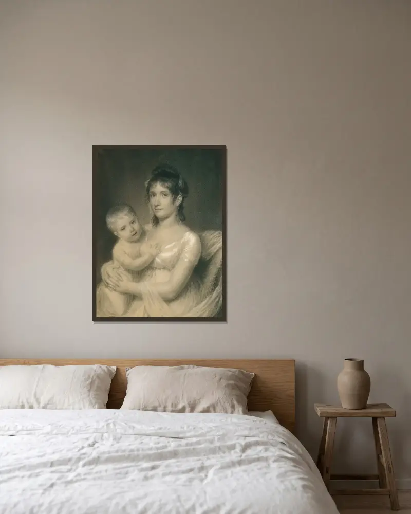 Mrs. Daniel Strobel, Jr. (Anna Church Strobel) and Her Son, George av John Vanderlyn inramad på en vägg