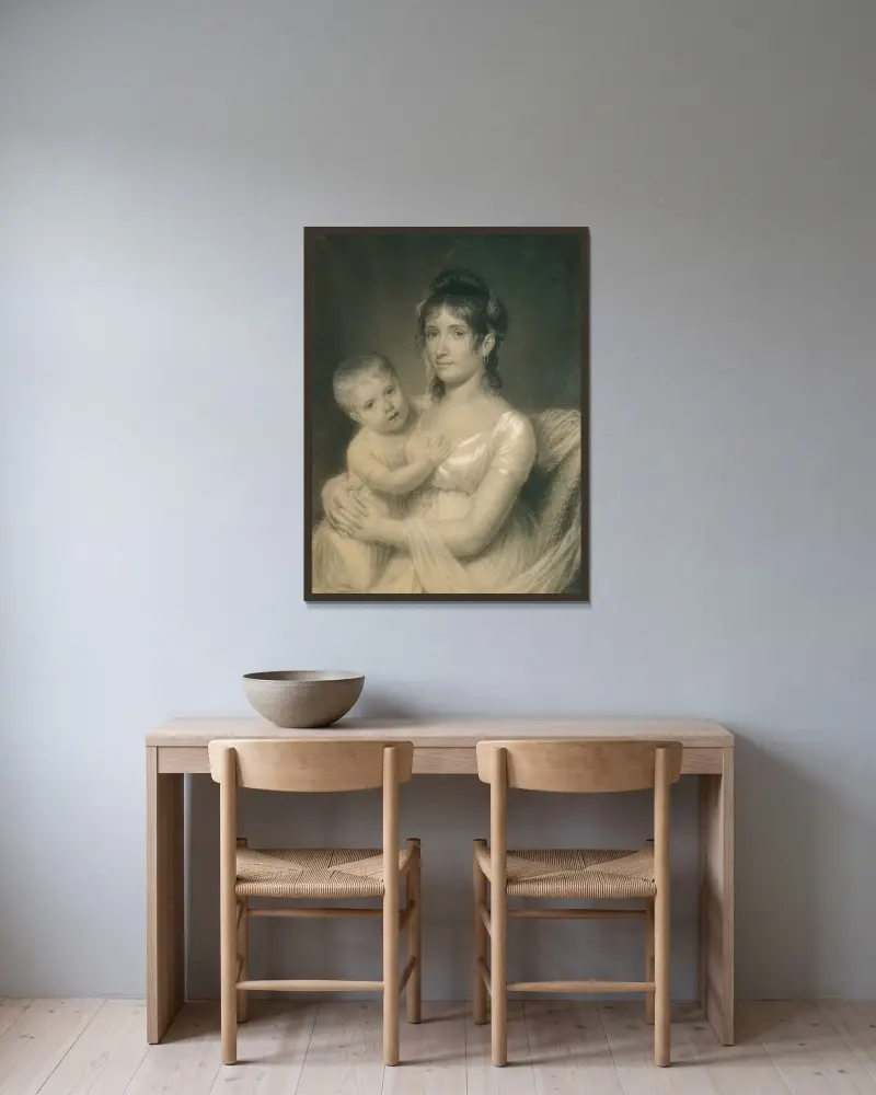 Mrs. Daniel Strobel, Jr. (Anna Church Strobel) and Her Son, George av John Vanderlyn inramad på en vägg