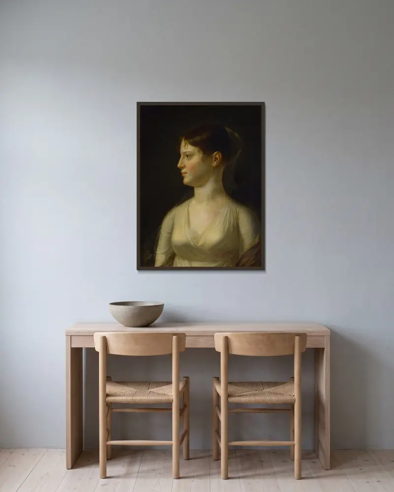 Theodosia Burr Alston (ca. 1802–3) av John Vanderlyn inramad på en vägg