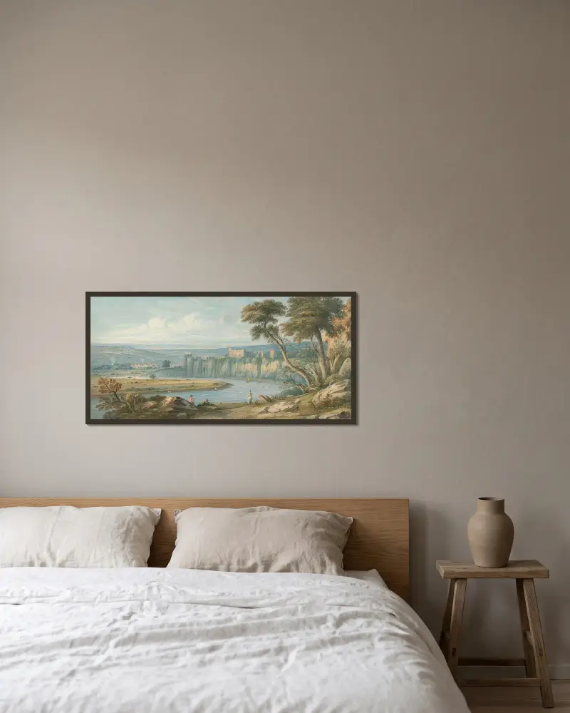 Chepstow Castle av John Varley inramad på en vägg