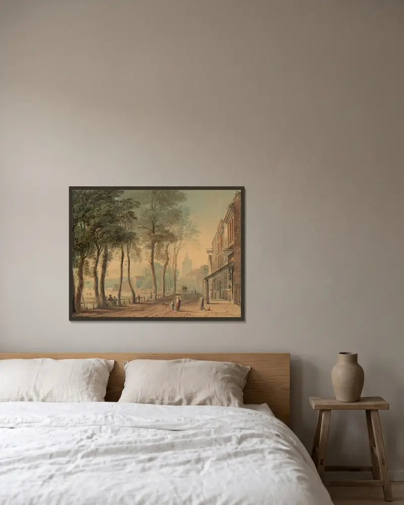 Cheyne Walk, Chelsea, London av John Varley inramad på en vägg