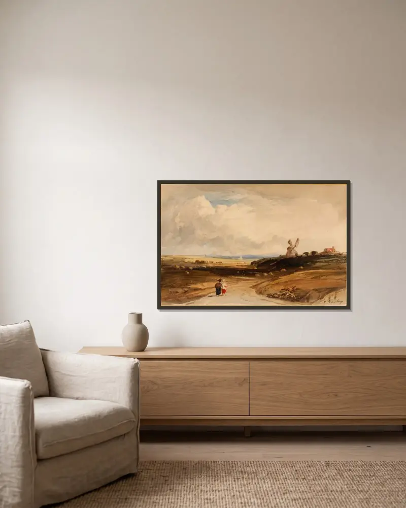 Small Landscape (Dutch) av John Varley inramad på en vägg