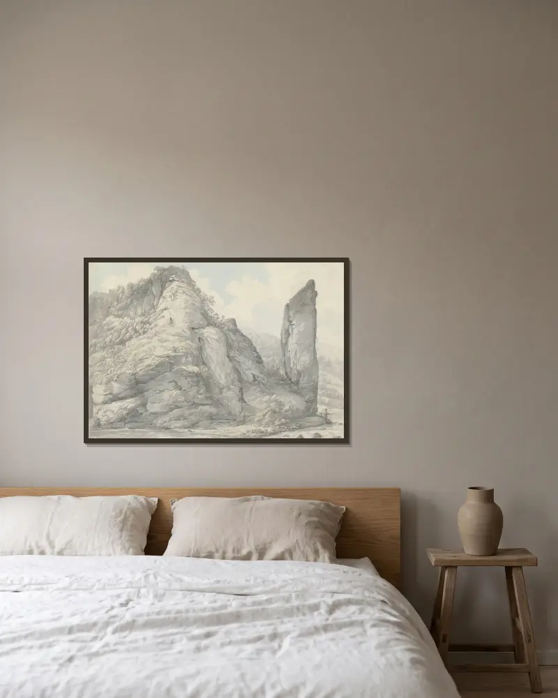 Landschaft in Derbyshire von John Webber gerahmt an einer Wand