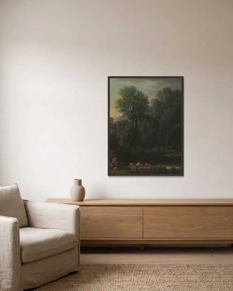 Klassische Landschaft, 1725 von John Wootton gerahmt an einer Wand
