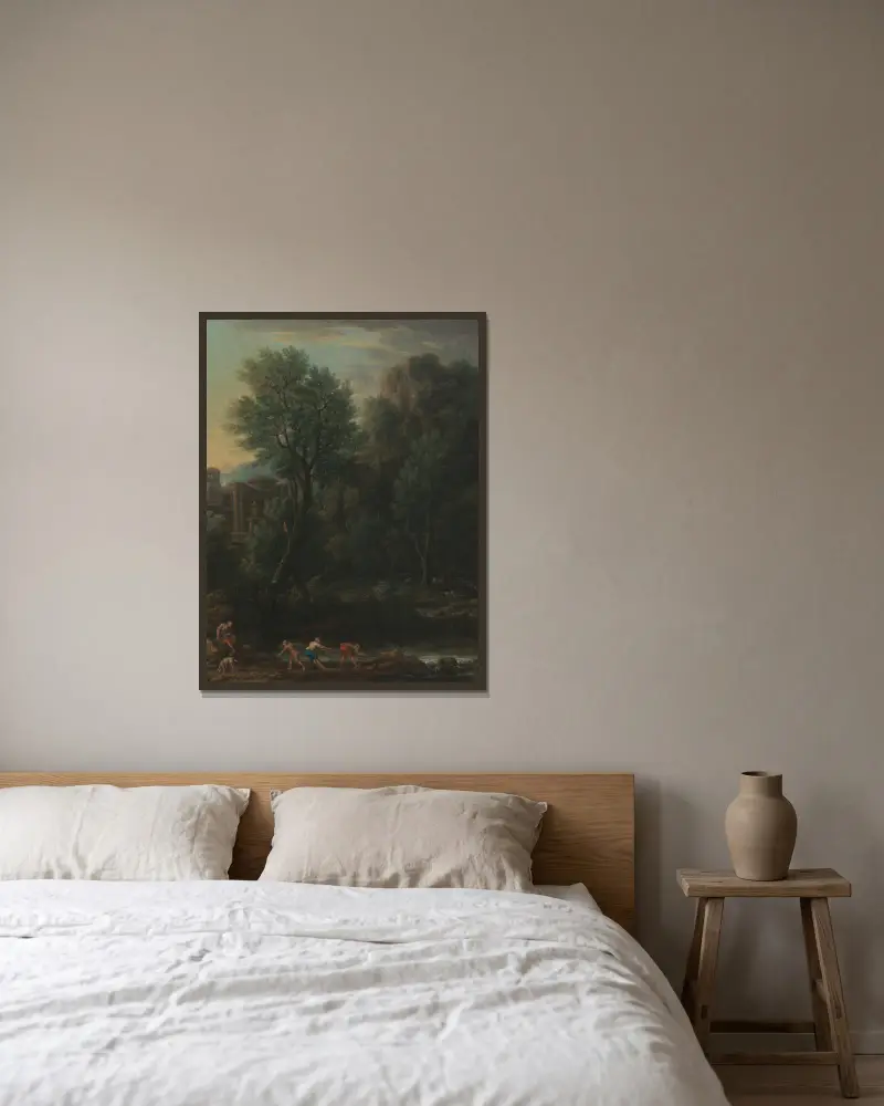 Klassische Landschaft, 1725 von John Wootton gerahmt an einer Wand