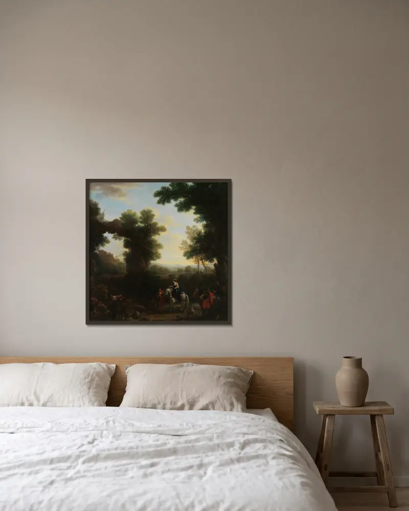 Klassische Landschaft mit Zigeunern von John Wootton gerahmt an einer Wand