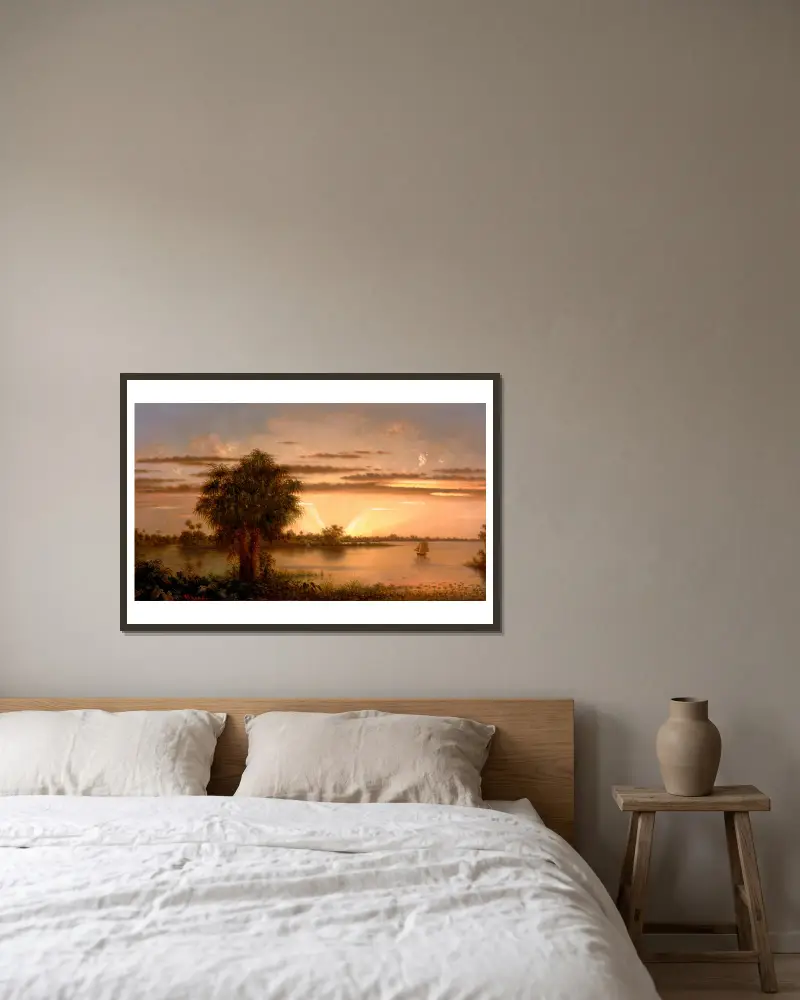 Východ slunce na Floridě, Martin Johnson Heade v rámu na stěně