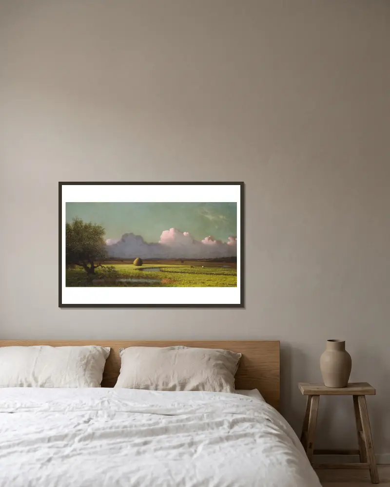 Sunlight and Shadow – The Newbury Marshes av Martin Johnson Heade inramad på en vägg