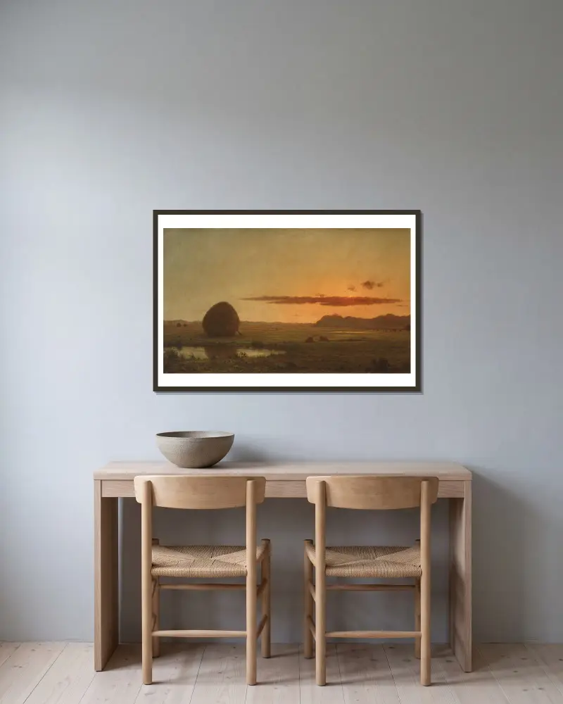 Sonnenuntergang, Newburyport Meadows von Martin Johnson Heade gerahmt an einer Wand
