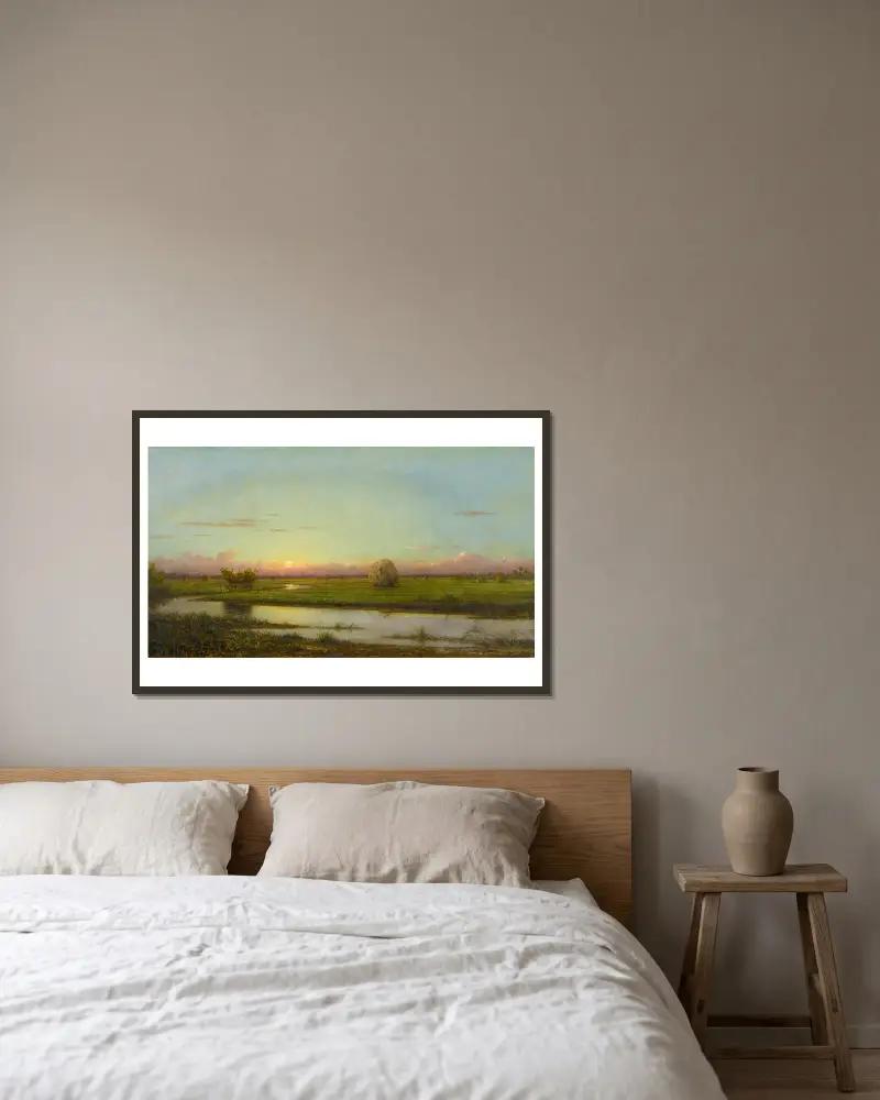 Zachód słońca nad łąkami Newburyport, Martin Johnson Heade w ramie na ścianie