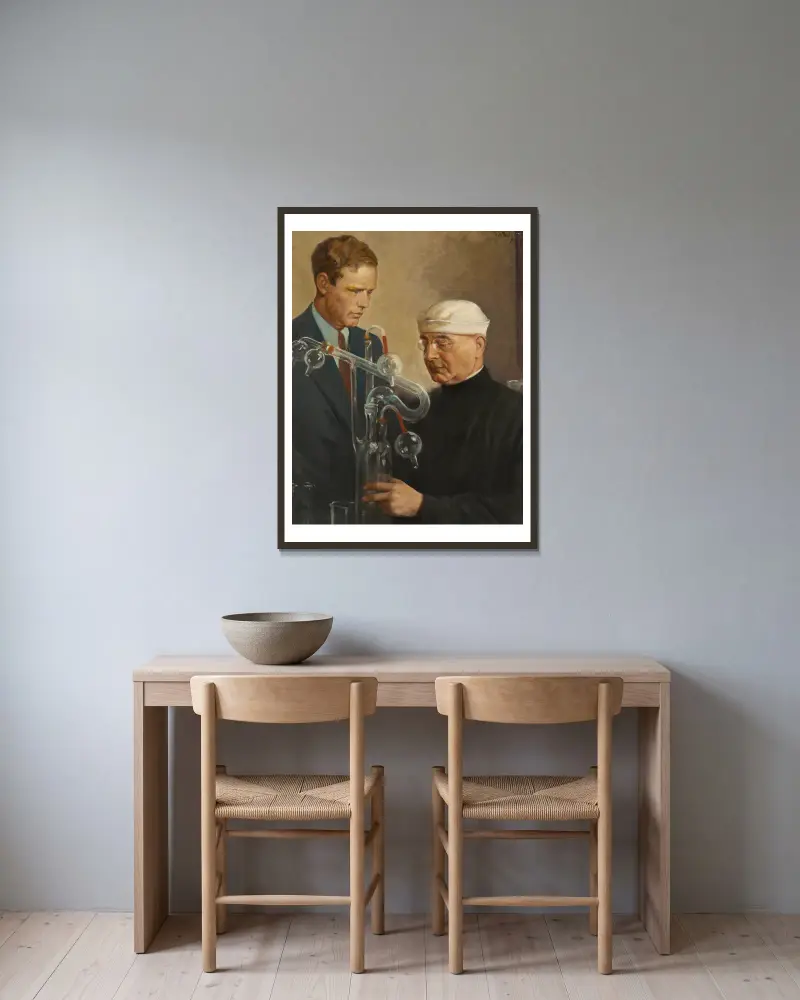 Charles Lindbergh and Alexis Carrel av Samuel Johnson Woolf inramad på en vägg
