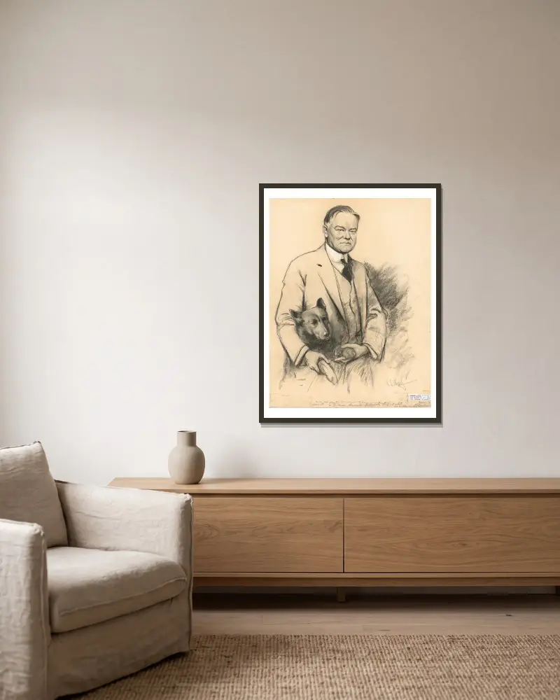 Herbert Clark Hoover von Samuel Johnson Woolf gerahmt an einer Wand