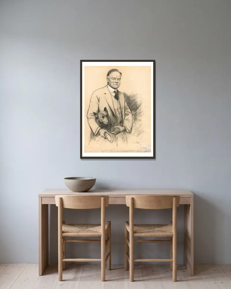 Herbert Clark Hoover von Samuel Johnson Woolf gerahmt an einer Wand