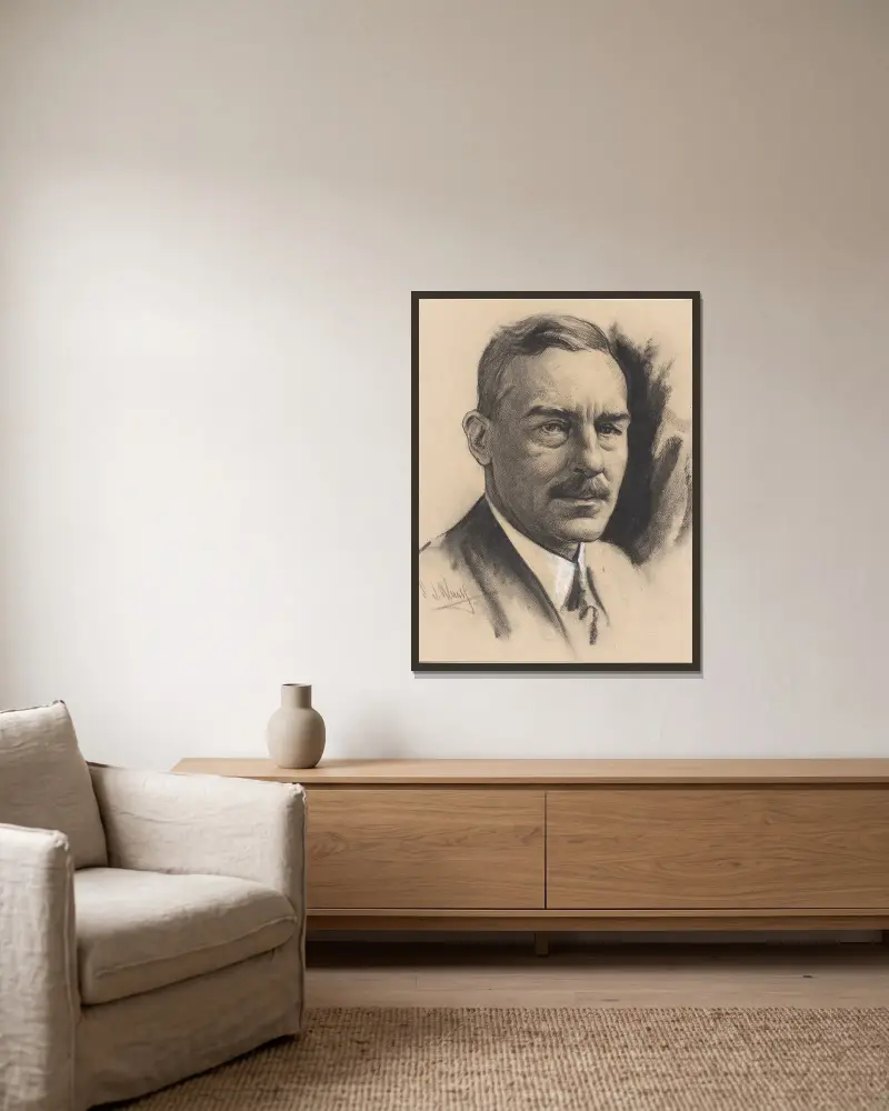 Sir Ronald Charles Lindsay, 1930 – nr 1 av Samuel Johnson Woolf inramad på en vägg