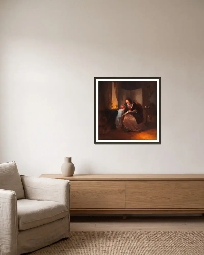 Das A-B-C von Josef Danhauser gerahmt an einer Wand
