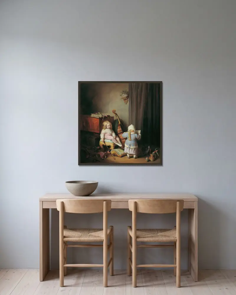 Die kleinen Virtuosen von Josef Danhauser gerahmt an einer Wand