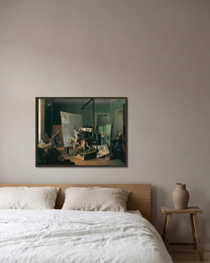 Komische Szene im Atelier av Josef Danhauser inramad på en vägg