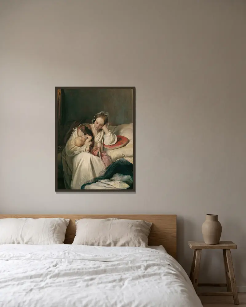 Mateřská láska (Manželka umělcova s dítětem), Josef Danhauser v rámu na stěně