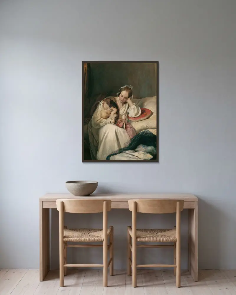 Mateřská láska (Manželka umělcova s dítětem), Josef Danhauser v rámu na stěně