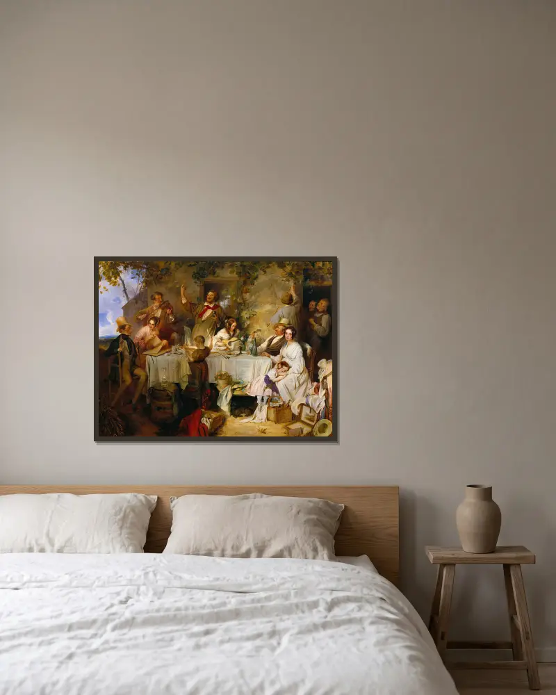 Wein, Weib und Gesang von Josef Danhauser gerahmt an einer Wand