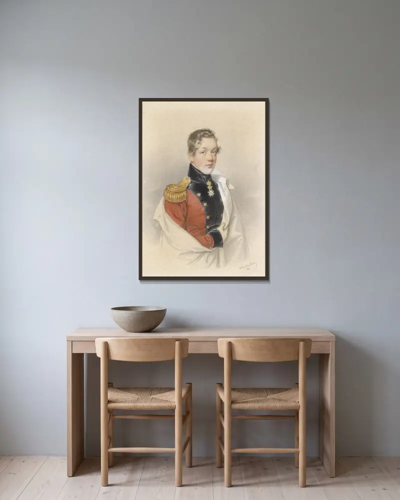 Bildnis eines österreichischen Prinzen av Josef Kriehuber inramad på en vägg