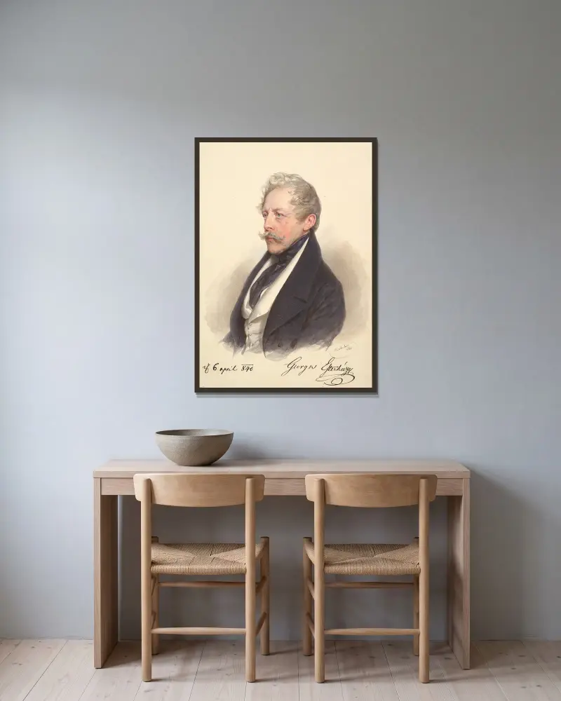 Count Georg Esterházy von Galántha av Josef Kriehuber inramad på en vägg