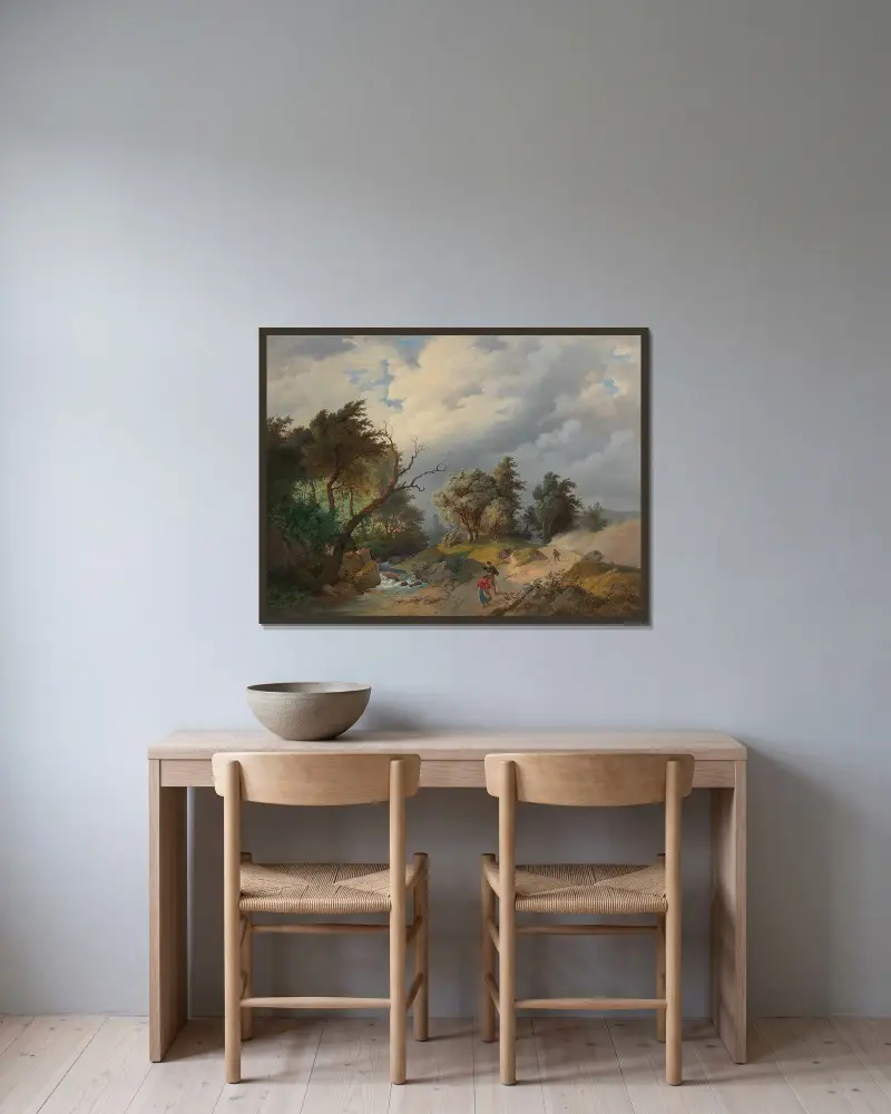 Landschaft bei aufziehendem Unwetter av Josef Kriehuber inramad på en vägg