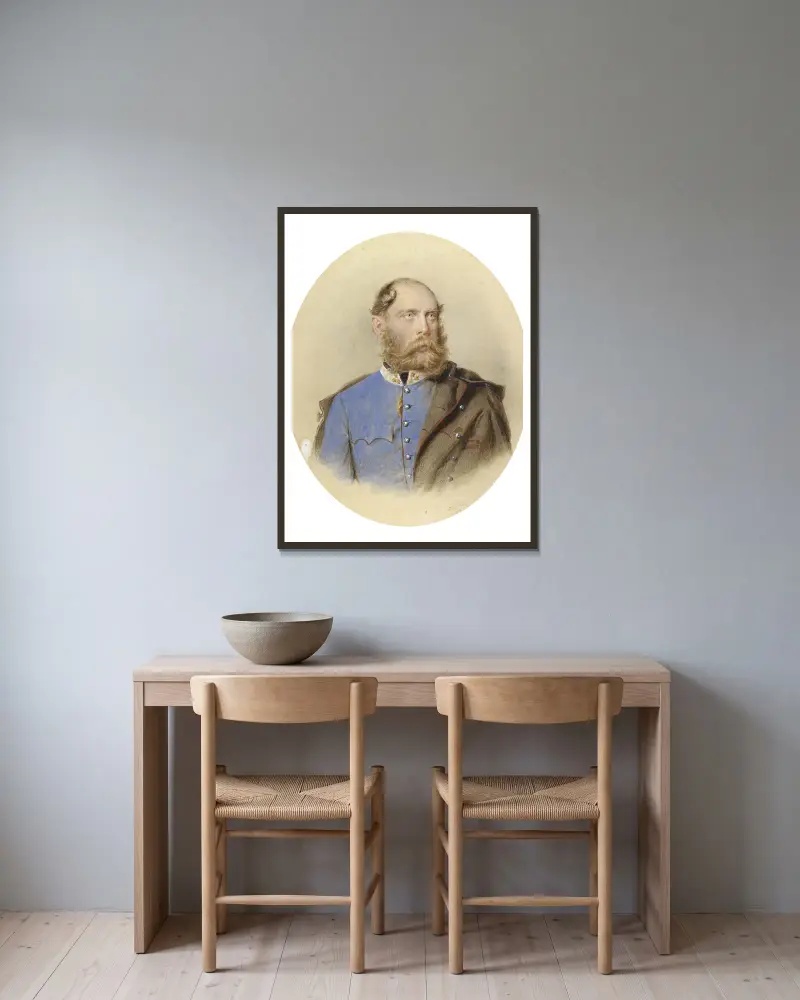 Porträt Erzherzog Carl Ludwig av Josef Kriehuber inramad på en vägg
