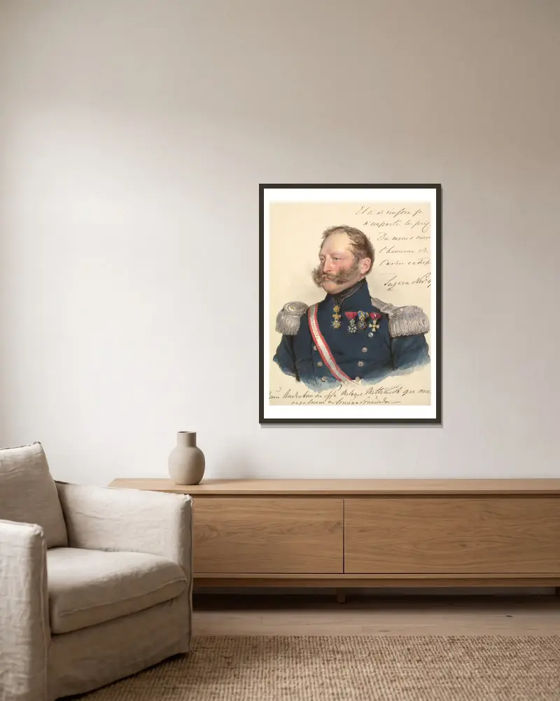 Prince Friedrich of Schwarzenberg av Josef Kriehuber inramad på en vägg
