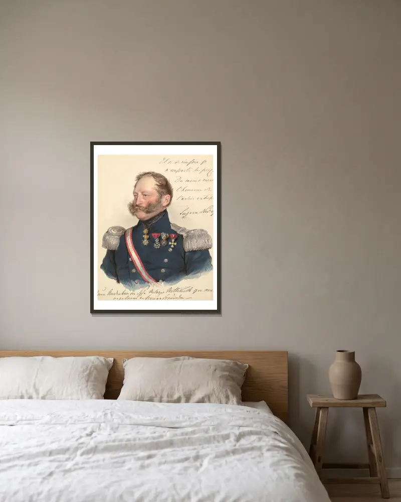 Prince Friedrich of Schwarzenberg av Josef Kriehuber inramad på en vägg