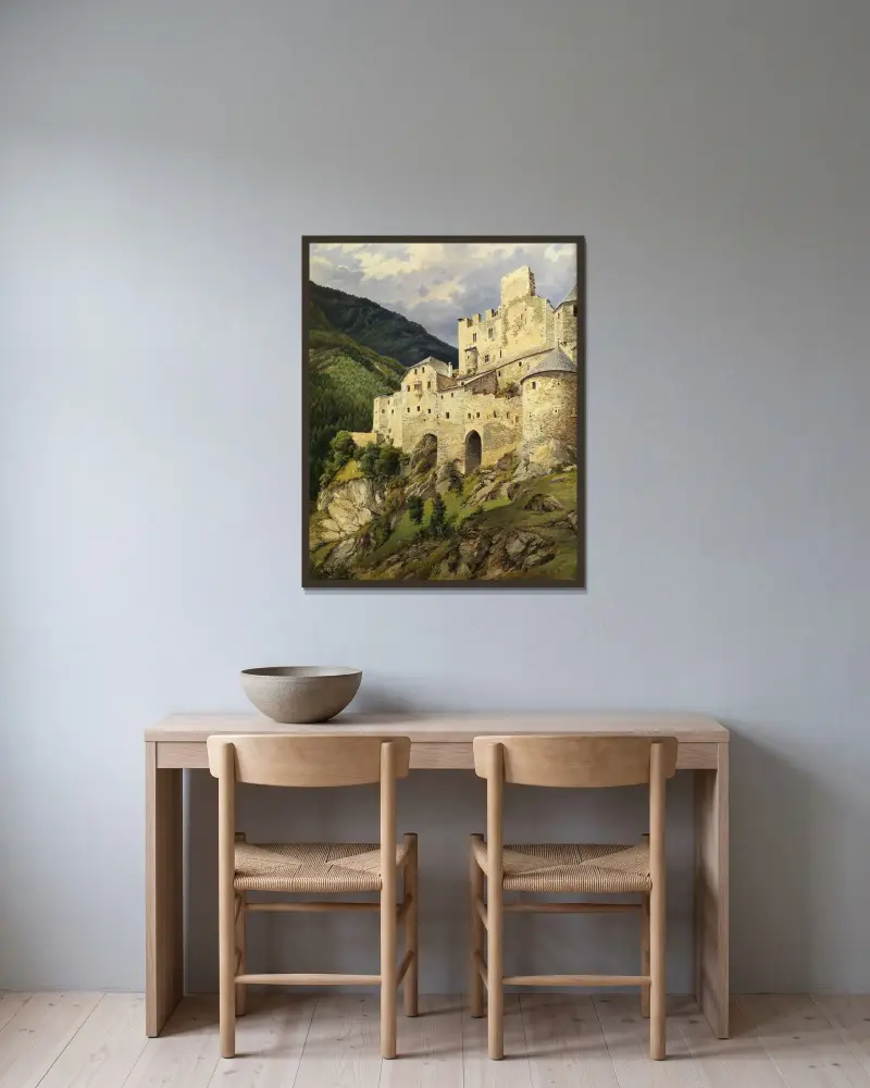 Burg Taufers av Josef Langl inramad på en vägg