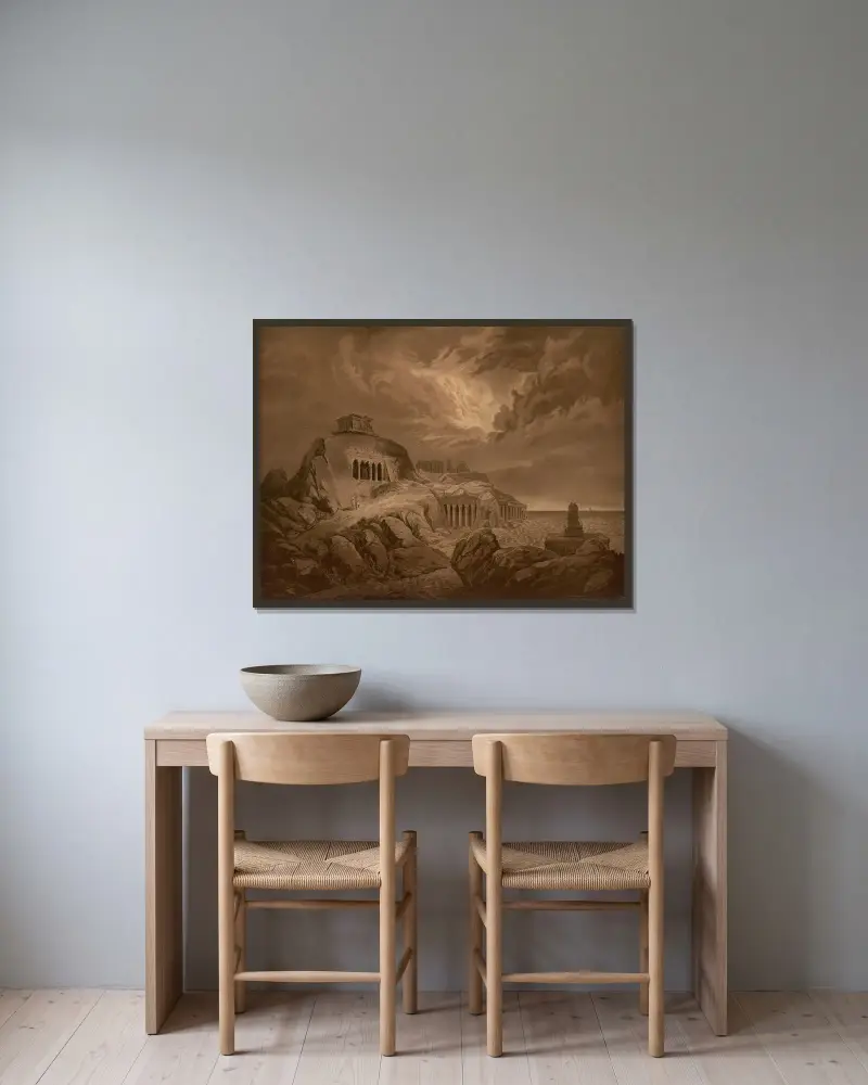 Mahamalaipur av Josef Langl inramad på en vägg