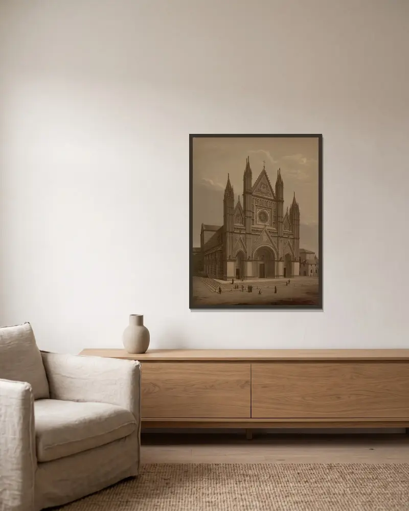 Der Dom von Orvieto von Josef Langl gerahmt an einer Wand