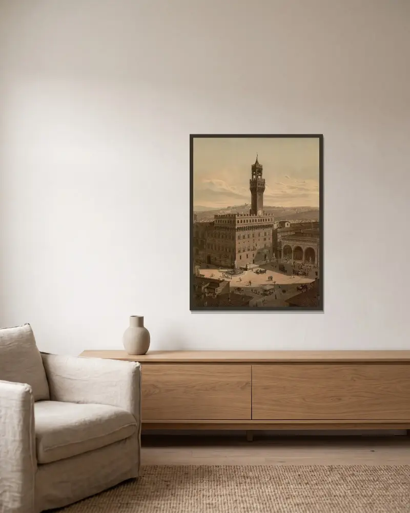 Piazza della Signoria, Florence av Josef Langl inramad på en vägg