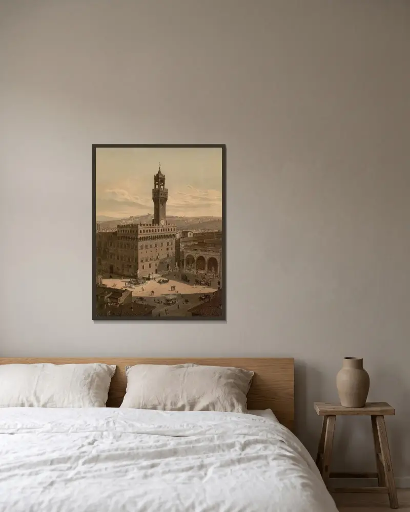 Piazza della Signoria, Florence av Josef Langl inramad på en vägg