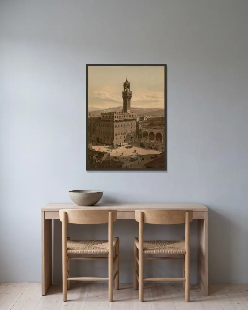 Piazza della Signoria, Florence av Josef Langl inramad på en vägg