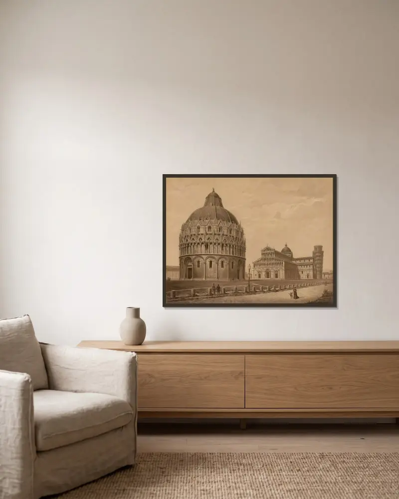 Pisa Cathedral av Josef Langl inramad på en vägg