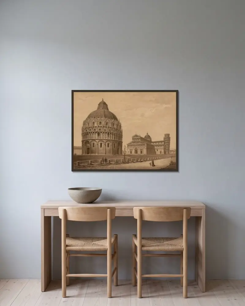 Pisa Cathedral av Josef Langl inramad på en vägg