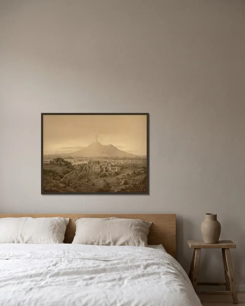 Pompeii av Josef Langl inramad på en vägg