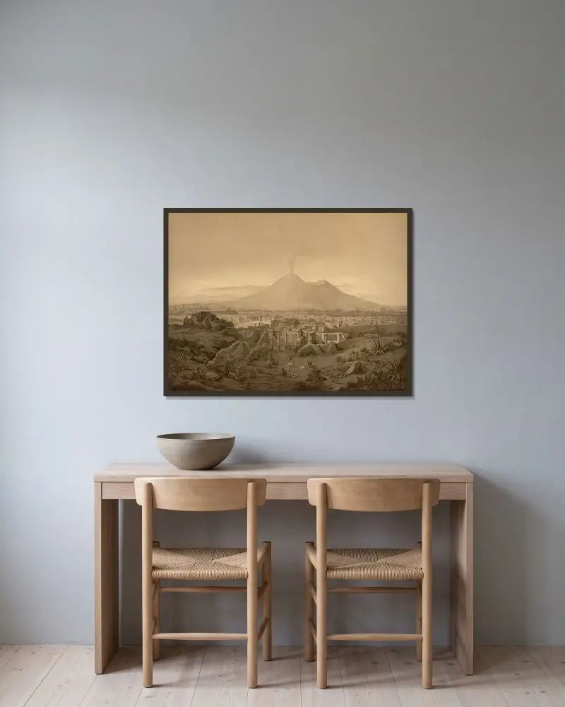 Pompeii av Josef Langl inramad på en vägg