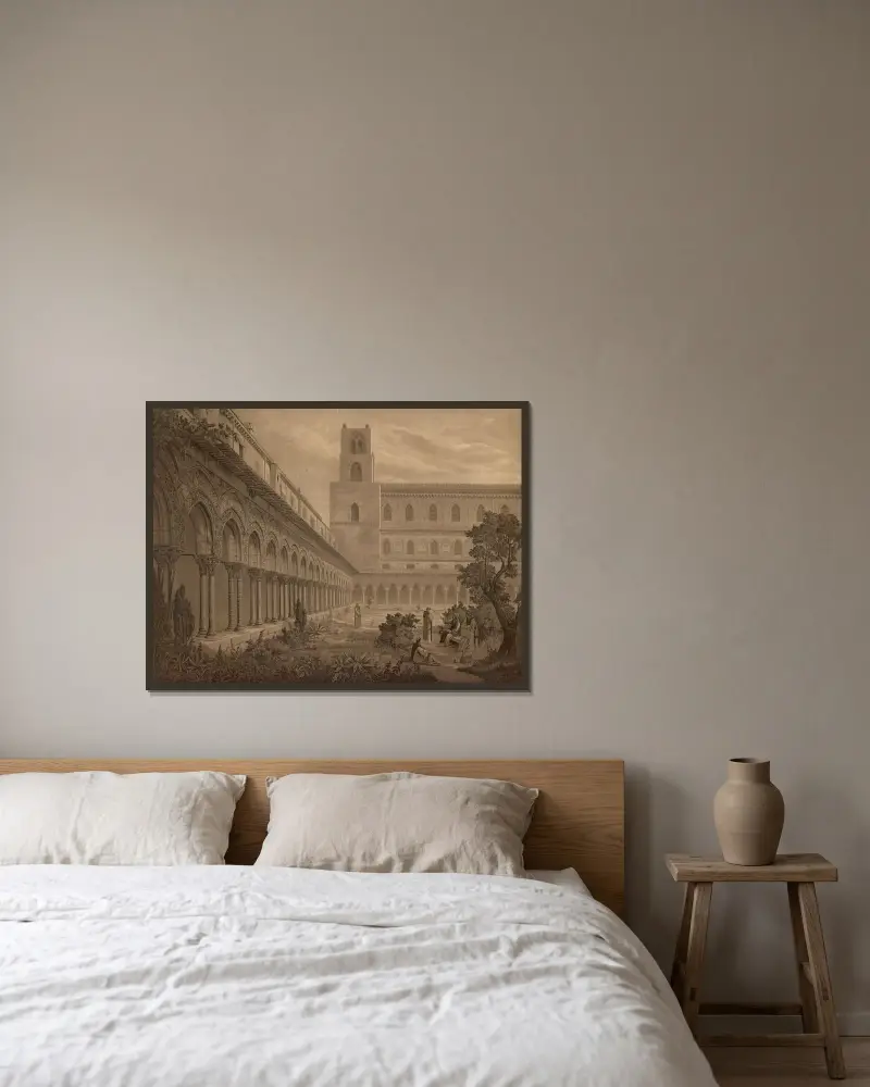 Benediktinerkloster in Monreale von Josef Langl gerahmt an einer Wand