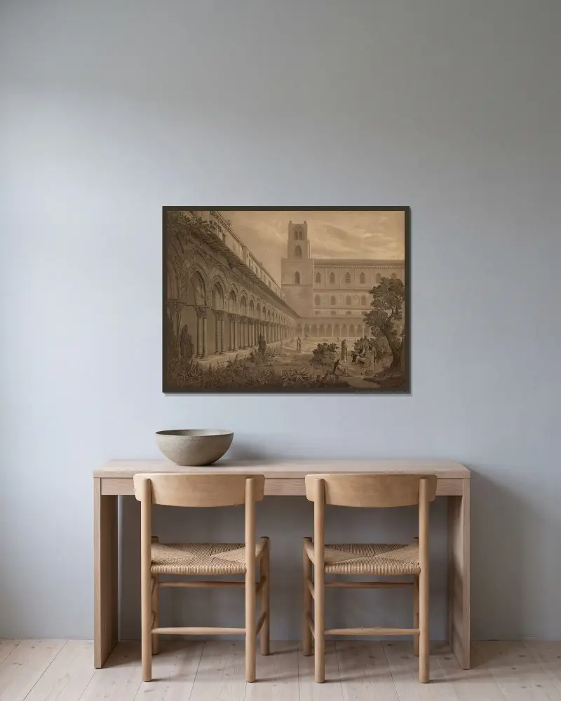 Benediktinerkloster in Monreale von Josef Langl gerahmt an einer Wand