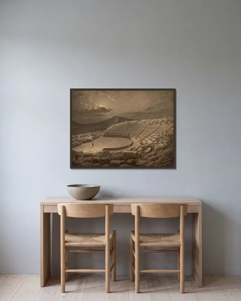 Das Dionysostheater in Athen von Josef Langl gerahmt an einer Wand