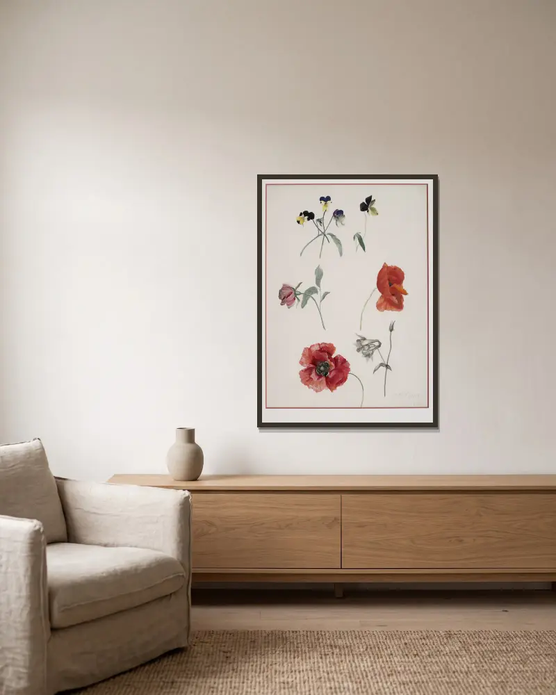 Blumen von Josef Lauer gerahmt an einer Wand