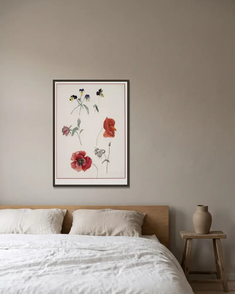 Blumen von Josef Lauer gerahmt an einer Wand